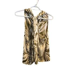 Worthington Women's Sleeveless Top Size L Animal Print Tie Neck